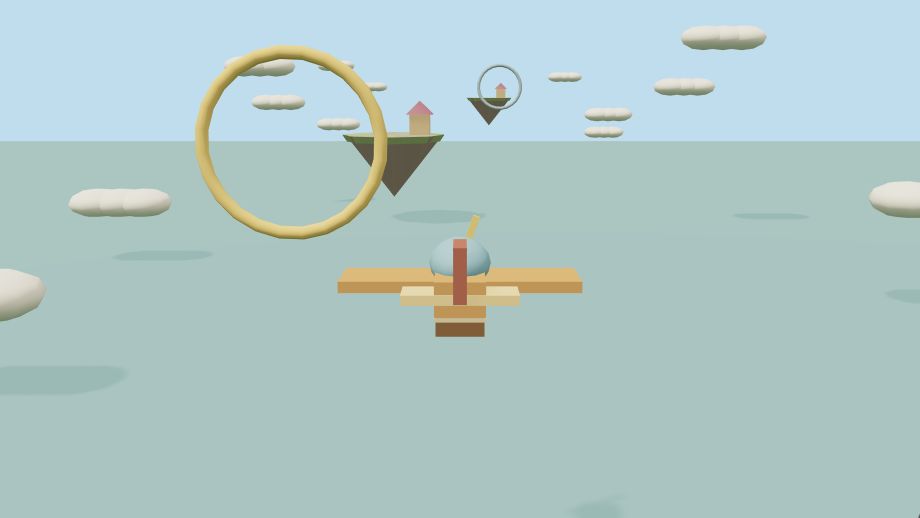Cloud Post gameplay: a little plane among floating islands and cloud gates
