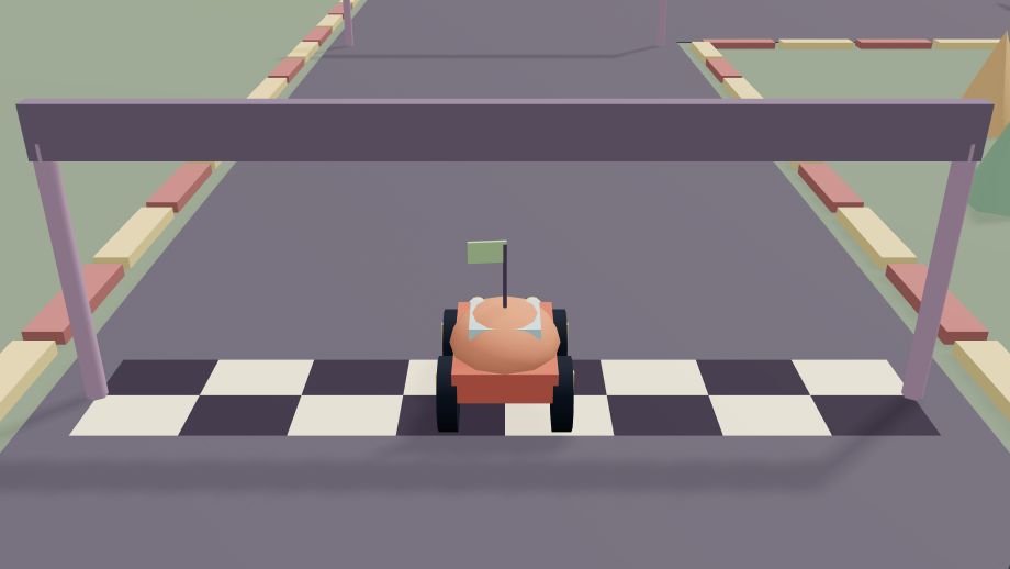 Toy Rally gameplay: a toy car at the start of a colourful race track